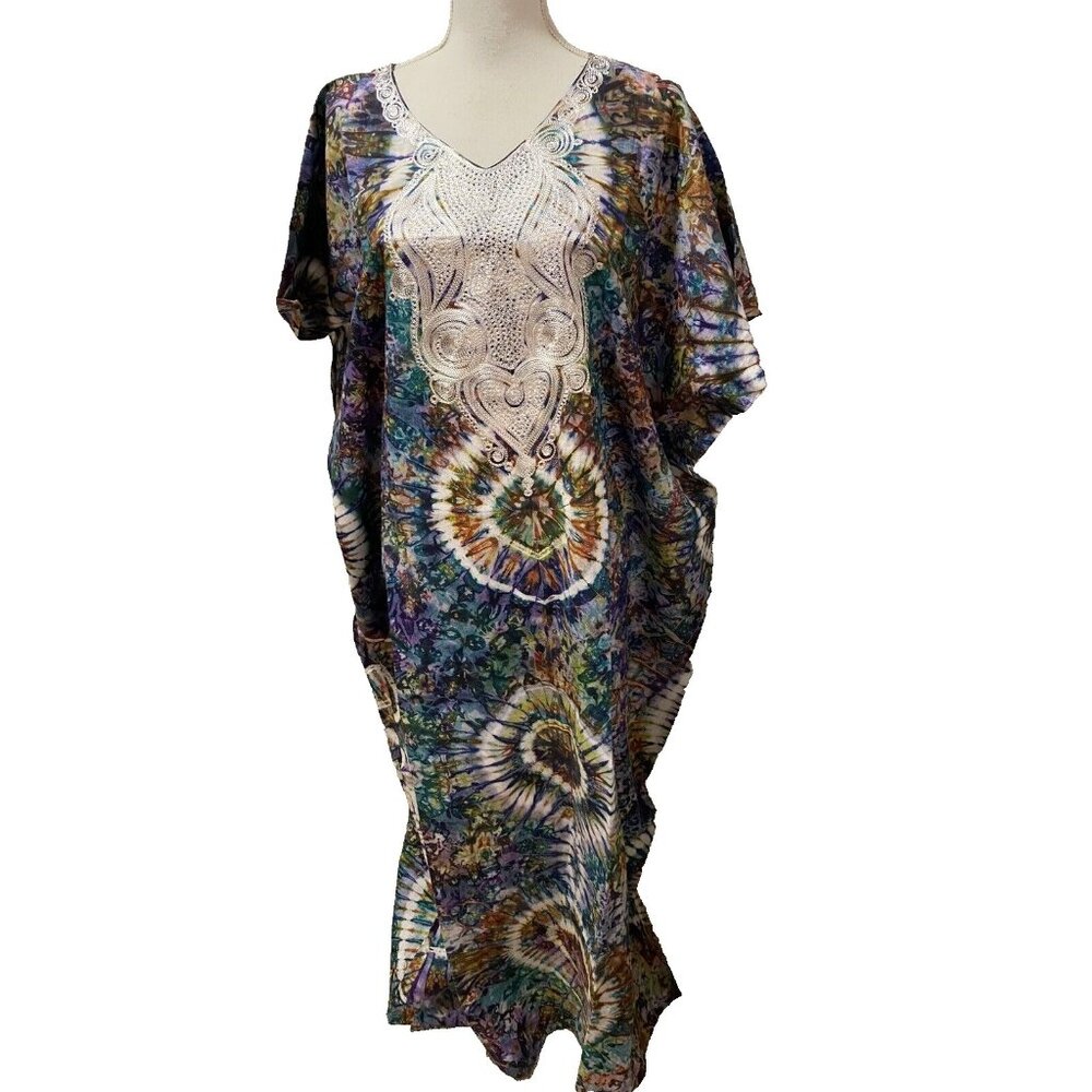 Vintage Dashiki 60's 70's Retro Tie dye Batik One size unisex think Woodstock